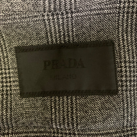PRADA Size M Grey Black Glenplaid Wool Zip Up Jacket