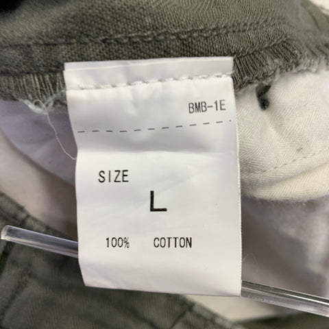 BEAMS Size L Green Olive Cotton Herringbone Casual Pants