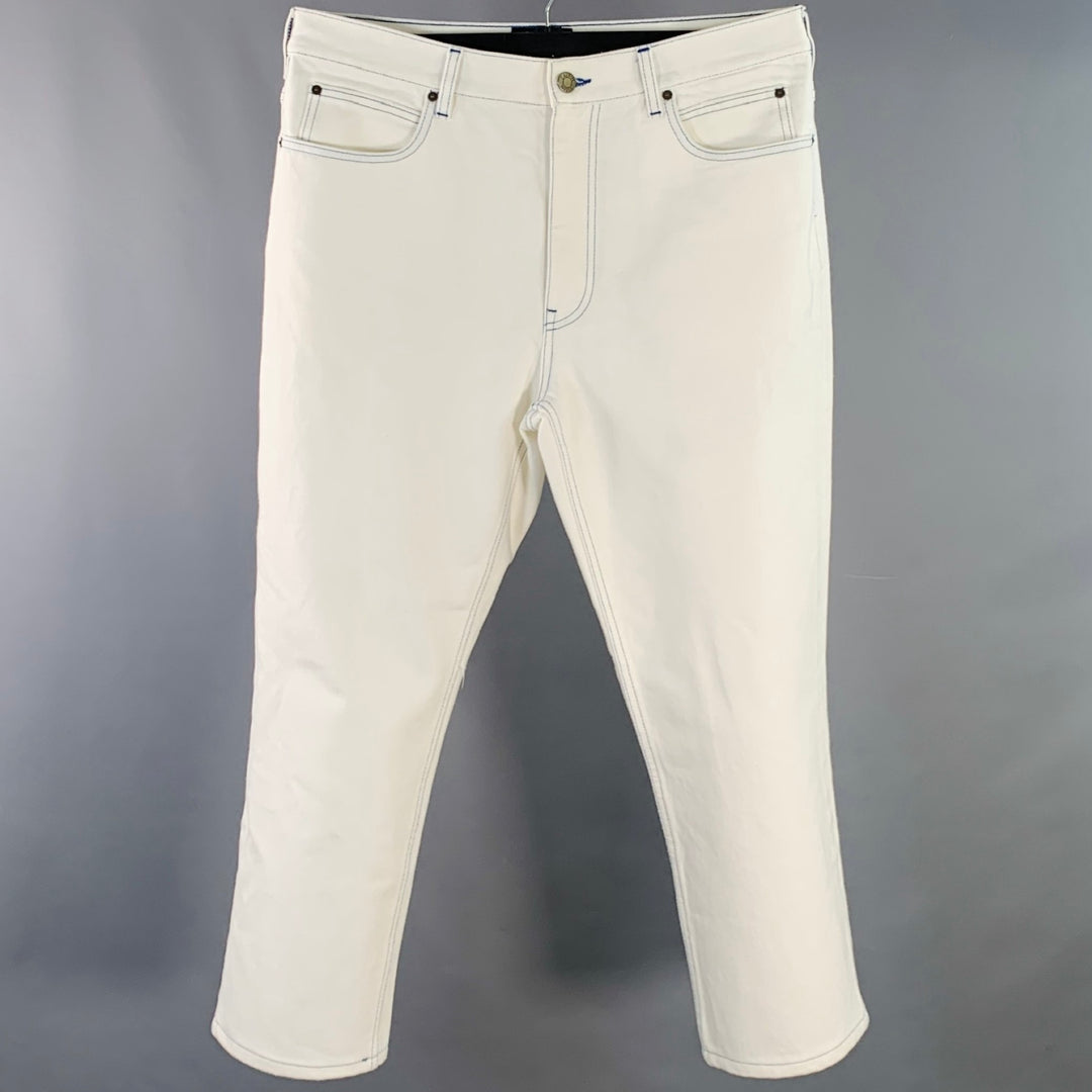 CALVIN KLEIN 205W39NYC x ANDY WARHOL Size 34 White Contrast Stitch Cotton Casual Pants