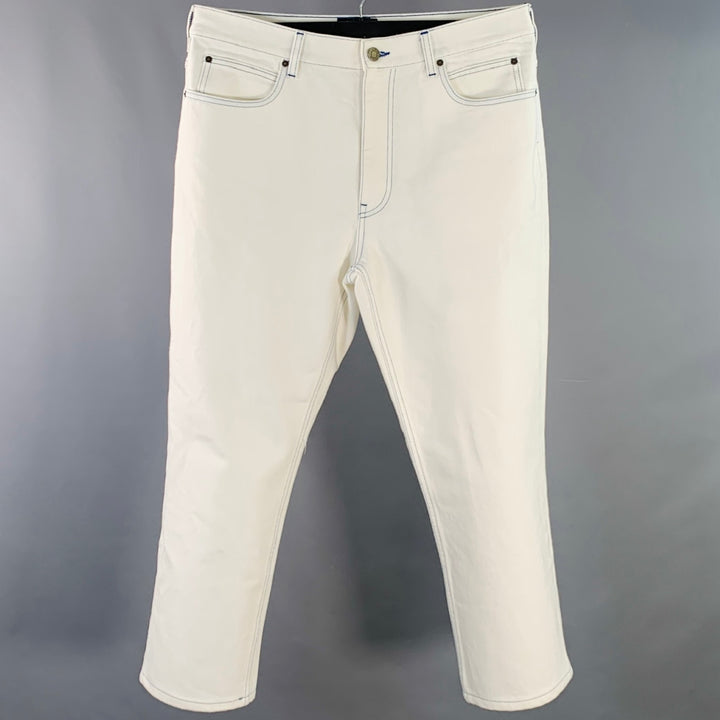 CALVIN KLEIN 205W39NYC x ANDY WARHOL Size 34 White Contrast Stitch Cotton Casual Pants