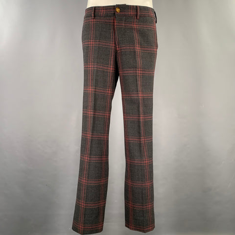 VIVIENNE WESTWOOD Size 38 Gray Navy Red Plaid Wool Elastane Suit