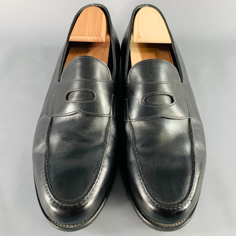 JOHN LOBB Size 11 Black Leather Penny Loafers