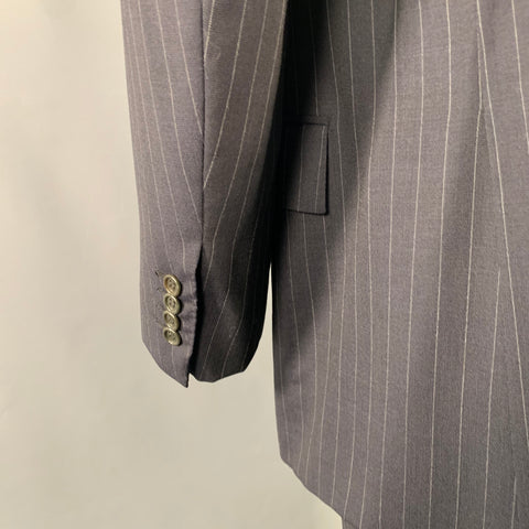 KITON Size 42 Regular Navy Grey Pinstripe Wool Notch Lapel Suit