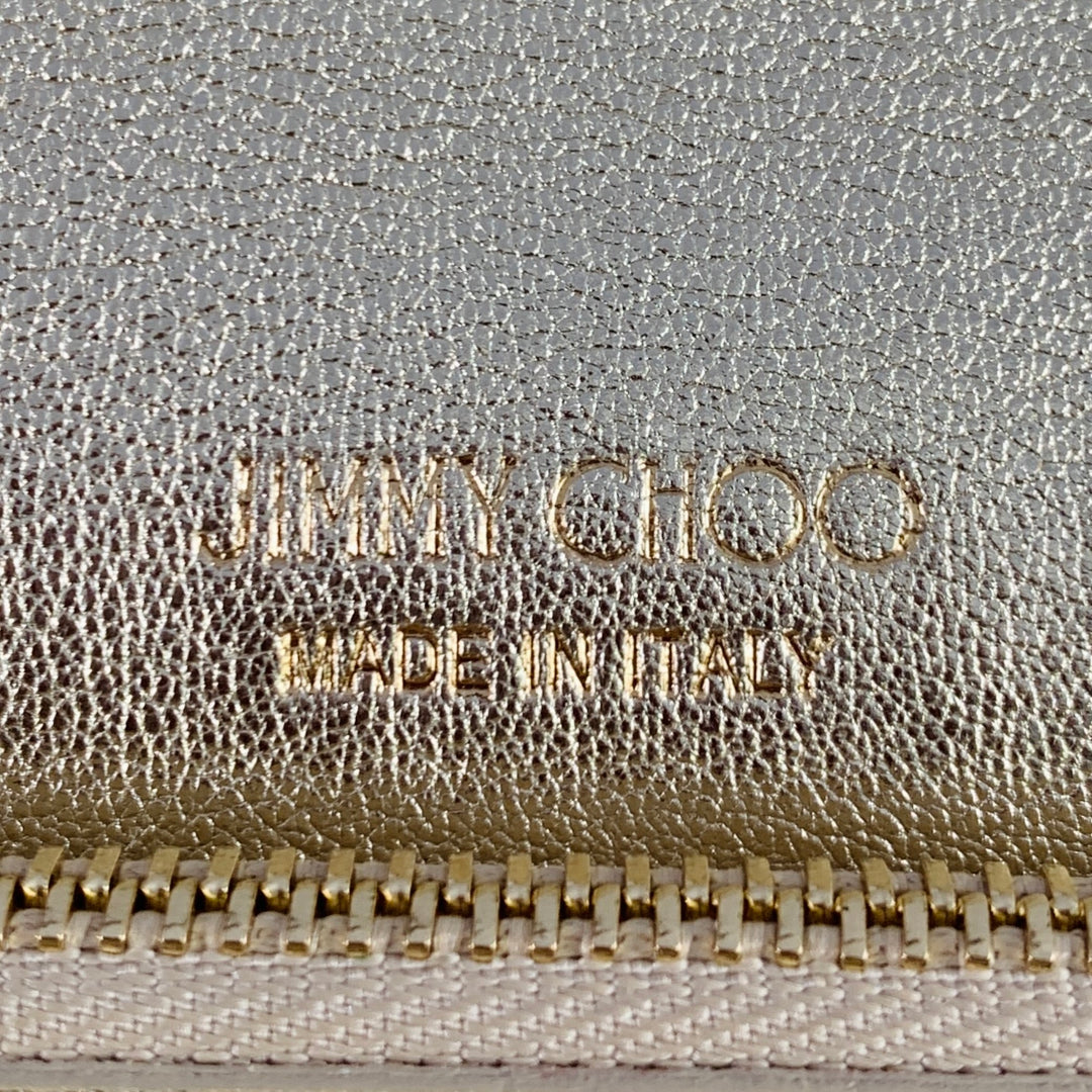 JIMMY CHOO Gold Shimmer Leather Metal Evening Handbag