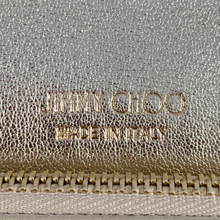 JIMMY CHOO Gold Shimmer Leather Metal Evening Handbag