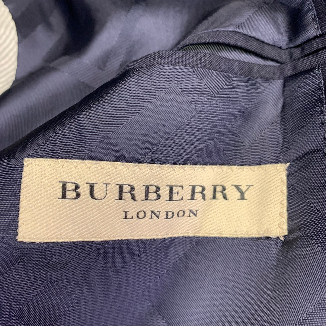 BURBERRY LONDON Size 38 Navy Wool Notch Lapel Flat Front Suit