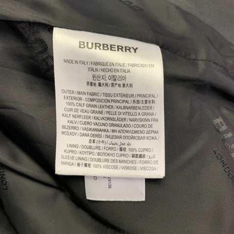 BURBERRY Size 4 Black Leather Biker Belted Coattails Jacket