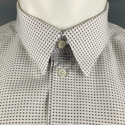 DOLCE & GABBANA Size M White Grey Dots Cotton Button Up Long Sleeve Shirt