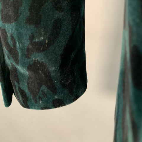 VERSACE COLLECTION Size 38 Green Black Animal Print Velvet Shawl Lapel Sport Coat