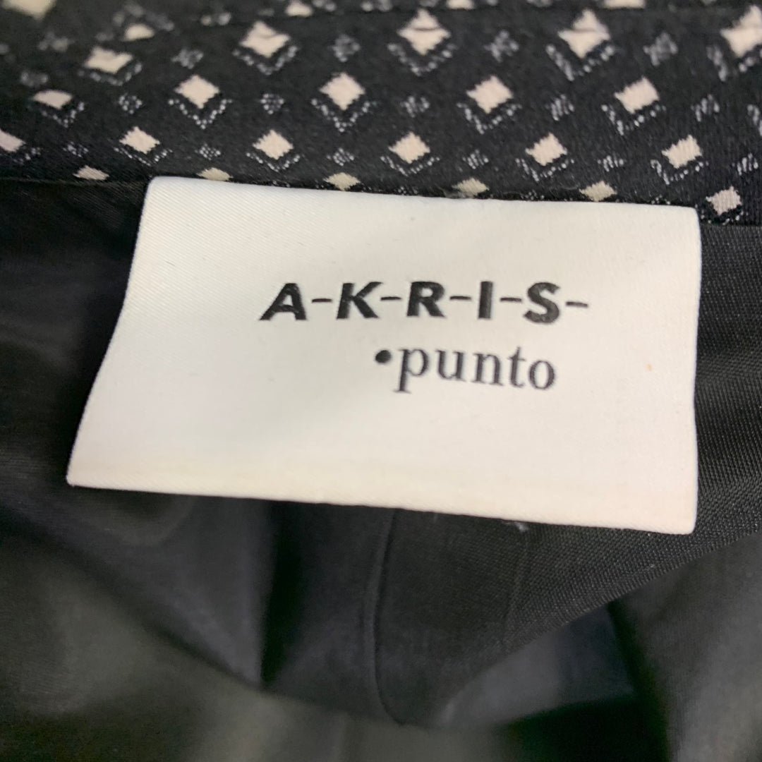 AKRIS Size 10 Black White Cotton Blend Geometric Blazer