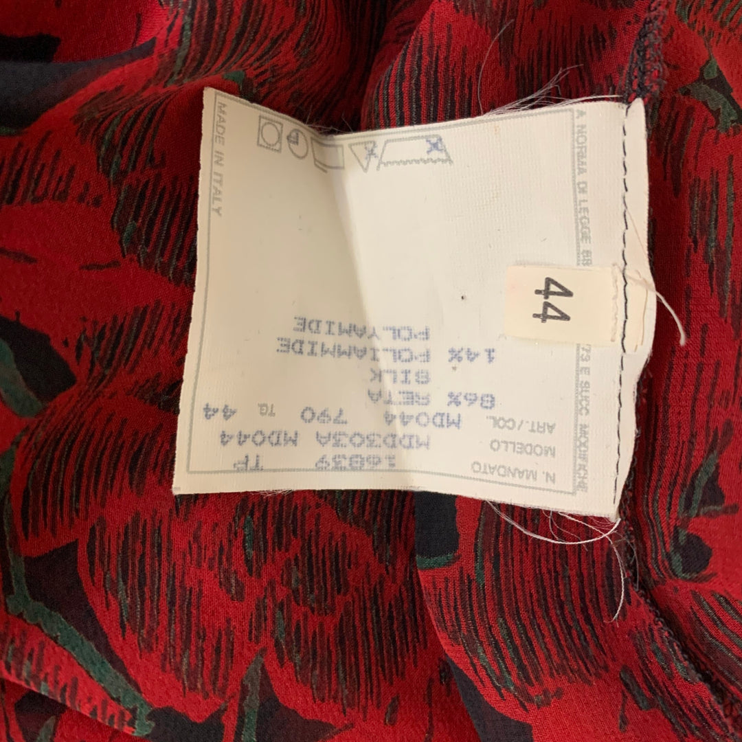 ALEXANDER MCQUEEN Size M Red Black Silk Blend Floral Blouse