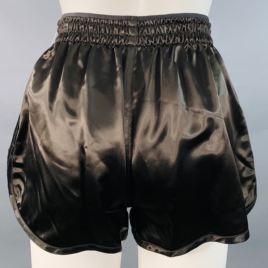 PHOEBE PHILO Size XS Black Viscose Satin Elastic Waistband Track Shorts