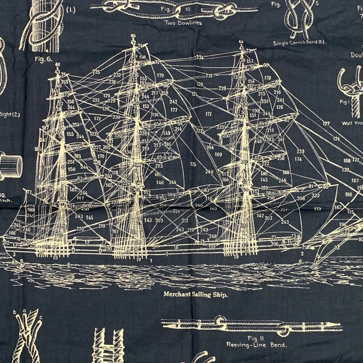 RRL by RALPH LAUREN Navy White Nautical Knots Cotton Bandana Square Scarf