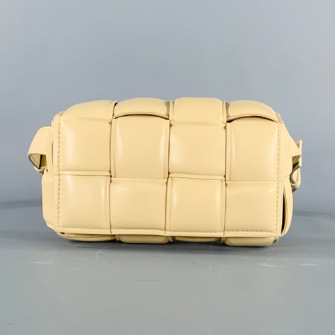 BOTTEGA VENETA Mini Cassette Tan Woven Leather Waist Bag