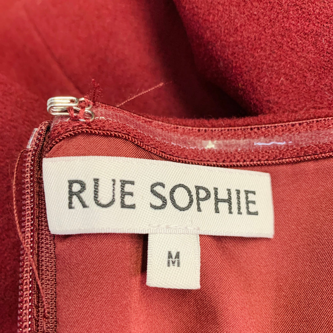 RUE SOPHIE Size M Burgundy Wool Blend Strapless Top Pencil Skirt Set