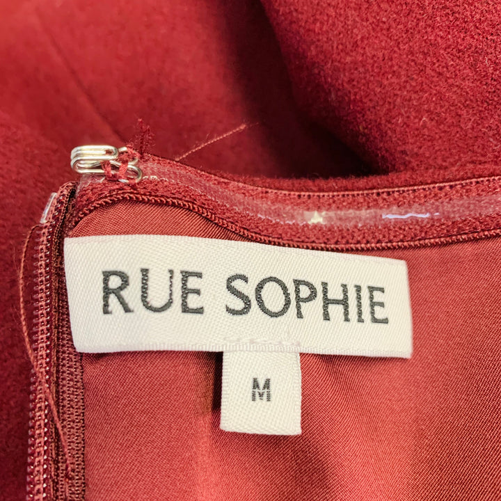 RUE SOPHIE Size M Burgundy Wool Blend Strapless Top Pencil Skirt Set