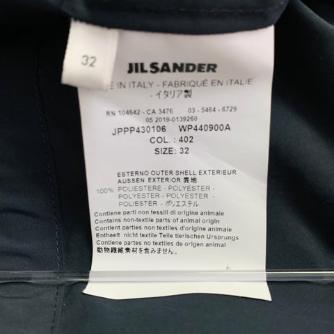 JIL SANDER Size XS Navy Polyester Hooded Zip Up Coat
