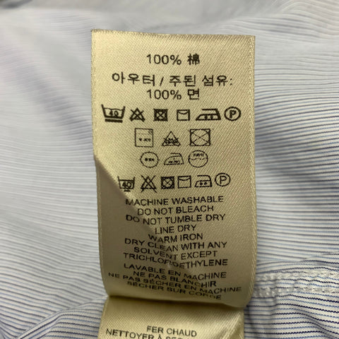 BURBERRY LONDON Size 42 White Light Blue Stripe Cotton Long Sleeve Shirt