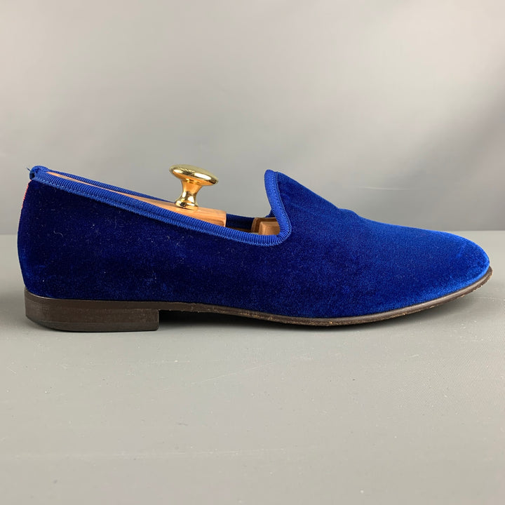 DEL TORO Size 9.5 Royal Blue Textured Velvet Slip On Loafers
