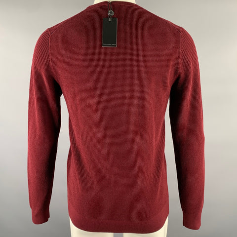 PURIFCACION GARCIA Size S Burgundy Waffle Knit Cotton Ribbed Long Sleeve Shirt