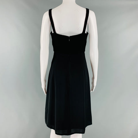 CHANEL Size 6 Black Wool  Nylon Empire Waist Below Knee Dress