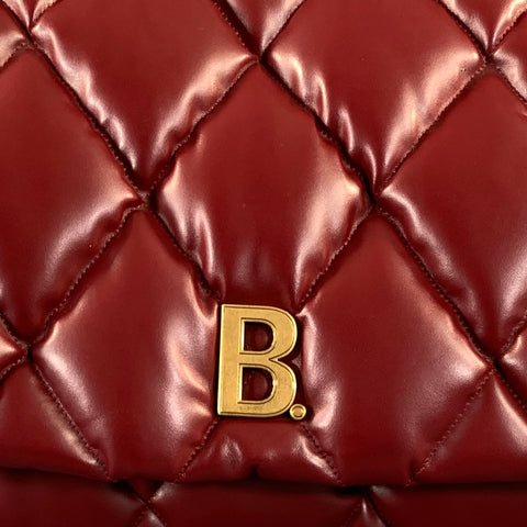 BALENCIAGA Burgundy Quilted Leather Clutch Bags