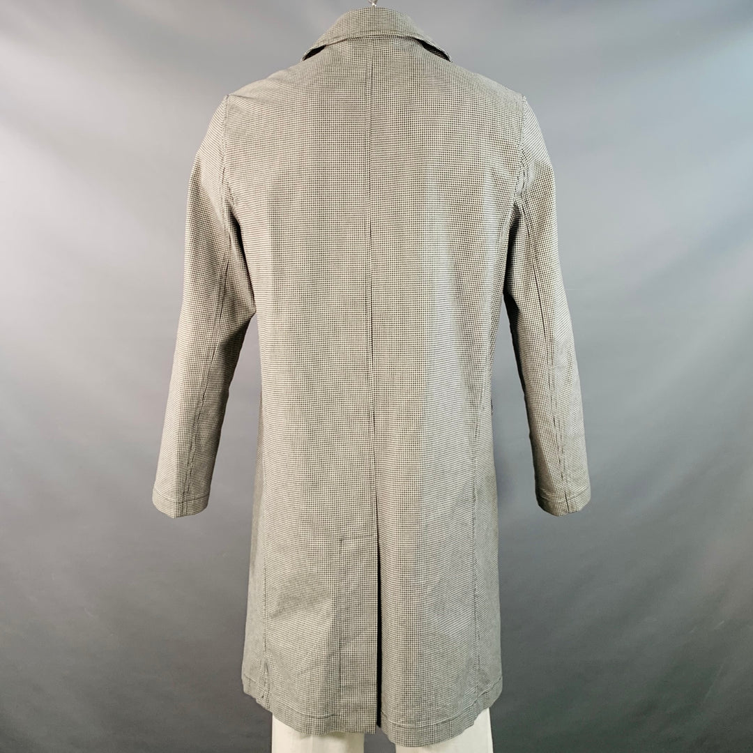 EIDOS Size 42 Black White Houndstooth Cotton Blend Button Up Coat