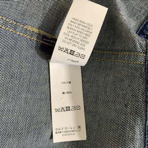 RALPH LAUREN Size L Silver Metallic Cotton Trucker Jacket