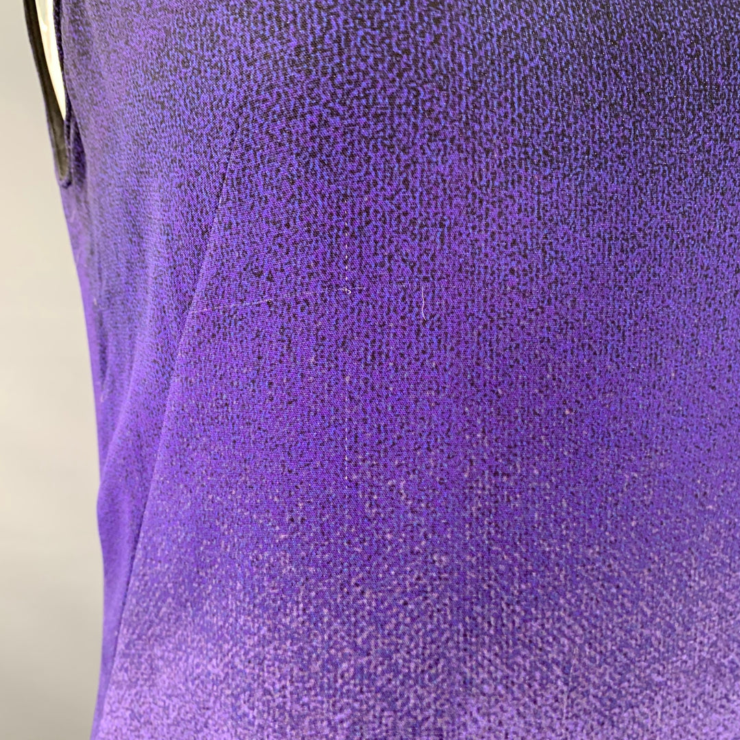 AKRIS Size 10 Black Multi Color Viscose Blend Abstract Cityscape Sleeveless Dress