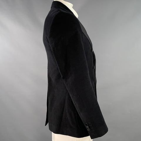DOLCE & GABBANA Size 42 Black Moleskin Cotton Blend Sport Coat