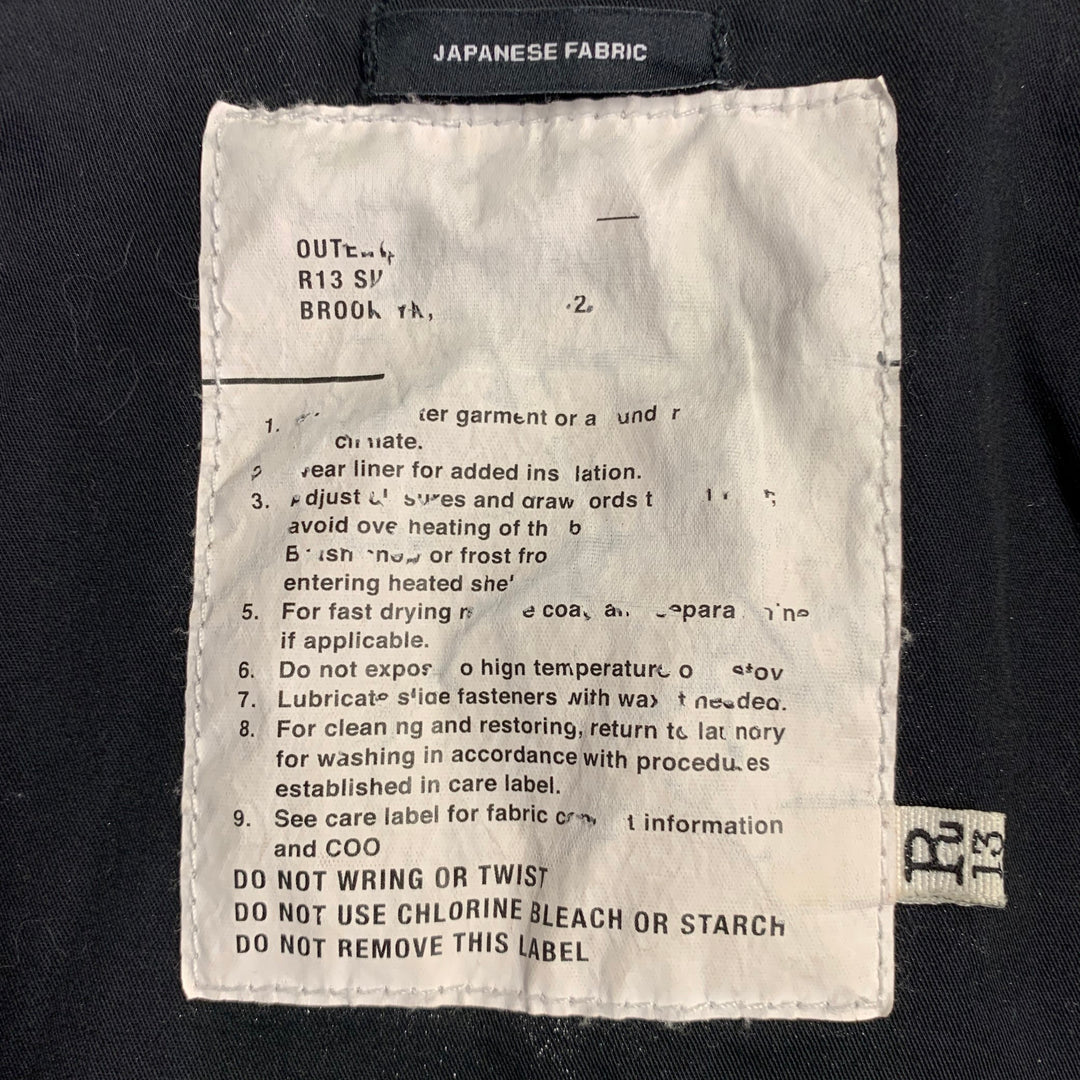 R13 Size S Tan Black Animal Print Oversized Hooded Parka Coat