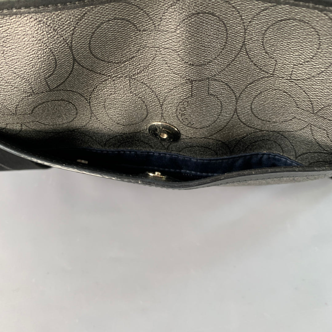 COACH One Size Grey Black Logo Coated Canvas Crossbody Bag