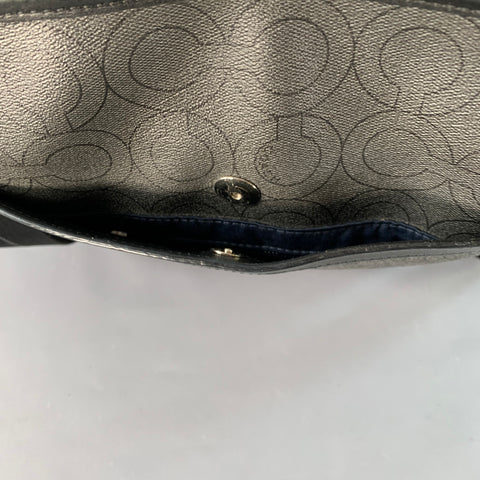 COACH One Size Grey Black Logo Coated Canvas Crossbody Bag