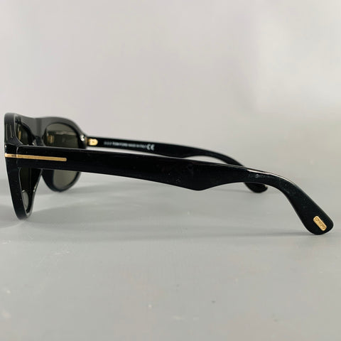 TOM FORD Ivan Black Acetate Teardrop Sunglasses
