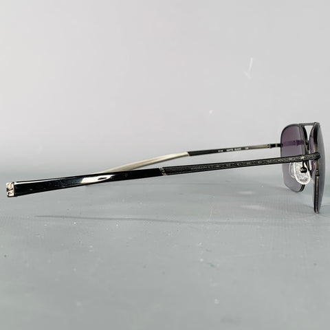 JOHN VARVATOS Black Gunmetal Metal Navigator Sunglasses