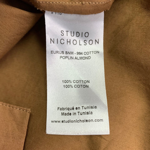 STUDIO NICHOLSON Size XL Eurus Tan Cotton Two Pockets Short Sleeve Shirt