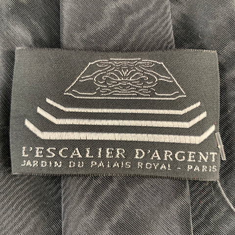 L'ESCALIER D'ARGENT Black Moire Silk Tie