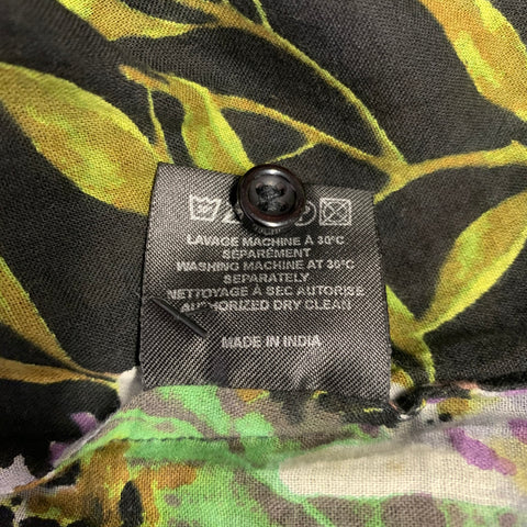 ISABEL MARANT Size 2 Black Multi Color Cotton Floral Long Placket Casual Top