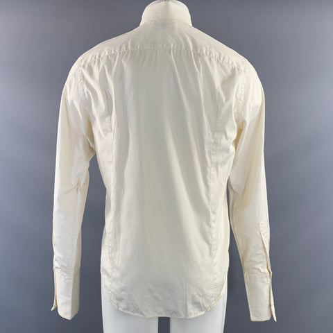 MUGLER Size M White Cotton Button Up Long Sleeve Shirt