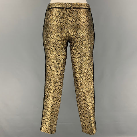 FAITH CONNEXION Pantalon habillé en jacquard fuselé en mélange de polyester noir doré taille 2