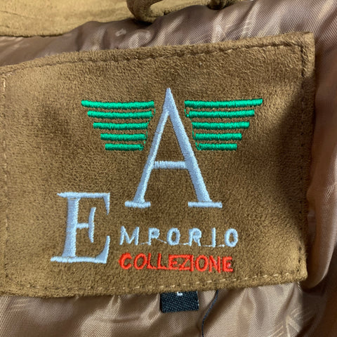 EMPORIO ARMANI Size L Camel Faux Suede Zip Up Jacket