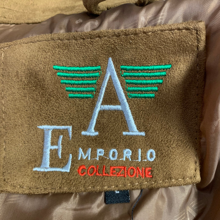 EMPORIO ARMANI Size L Camel Faux Suede Zip Up Jacket