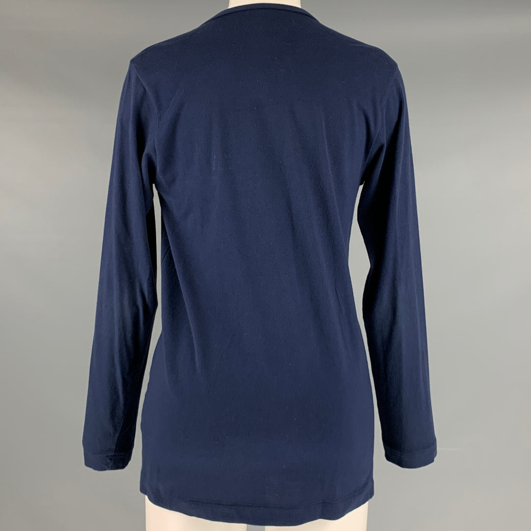COMME des GARCONS Size S Navy Cotton Knit Buttoned Cardigan