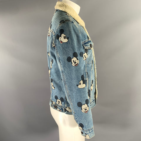 LEVI'S Size M Blue Cotton Sherpa Denim Mickey Trucker Jacket
