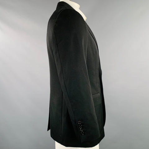 ALEXANDER MCQUEEN Size 42 Black Silver Green Beaded Embellishment Wool Sport Coat