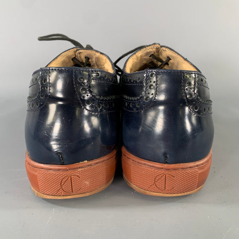 ARMANDO CABRAL Size 10 Blue Wingtip Leather Lace Up Lace Up Shoes