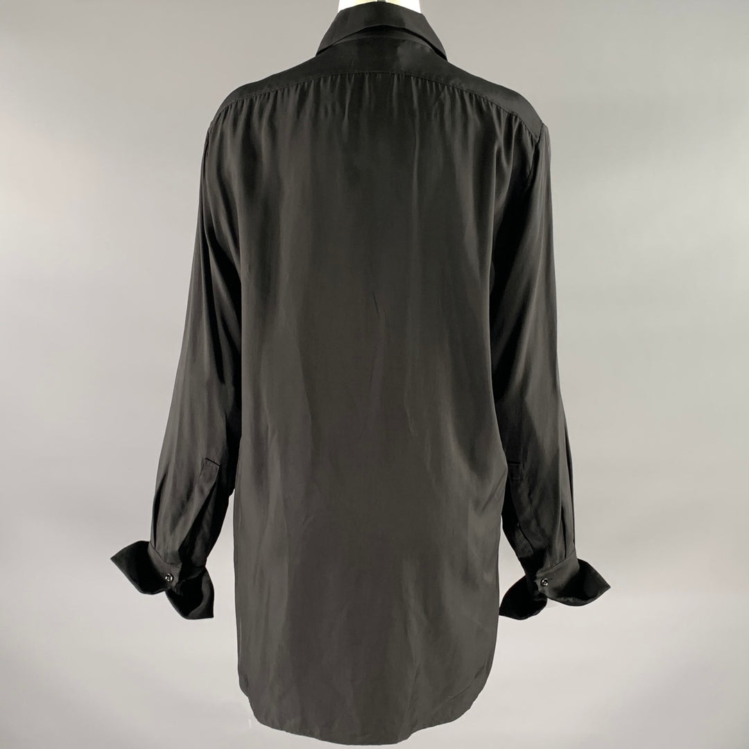 JIL SANDER Size XS Black Viscose Pleated Shirt