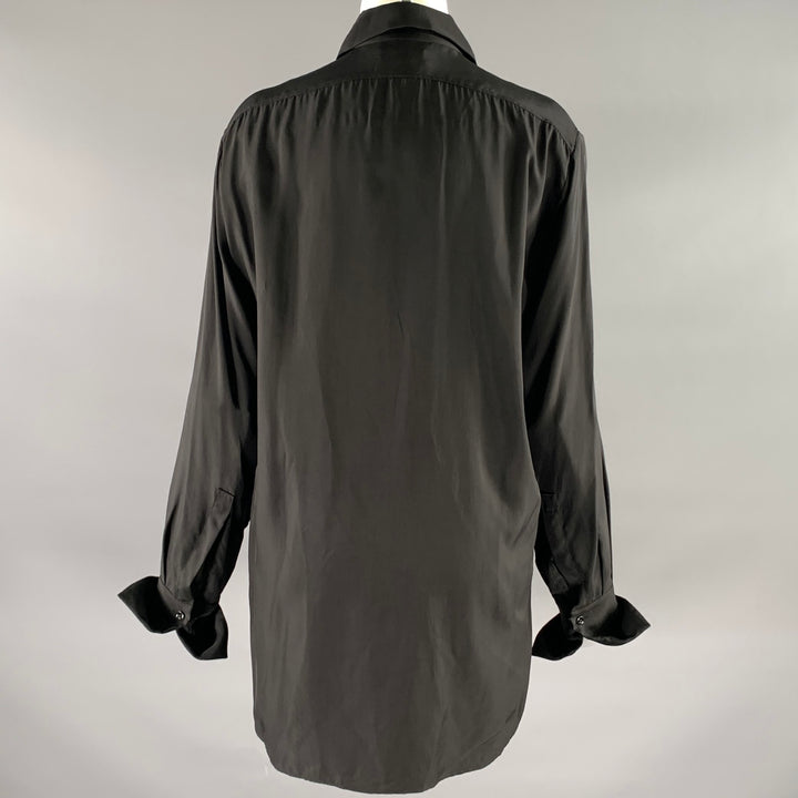 JIL SANDER Size XS Black Viscose Pleated Shirt