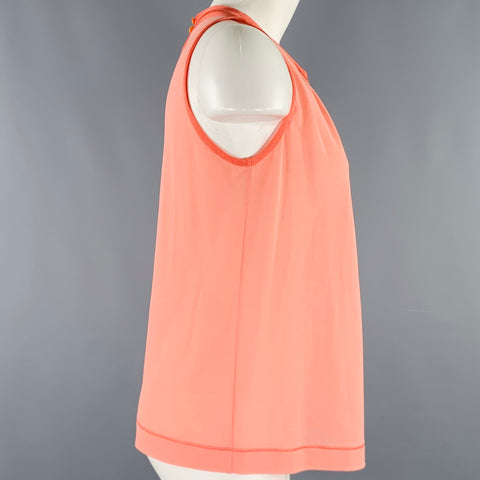 MISSONI Size 8 Orange Coral Cotton Contrast Trim Tank Casual Top