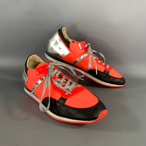 RUTHIE DAVIS Size 9 Orange Black & Silver Color Block Nylon Lace Sneakers